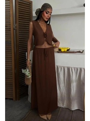 Yelek Önden Bağlamalı Uzun Etekli Takım 10192