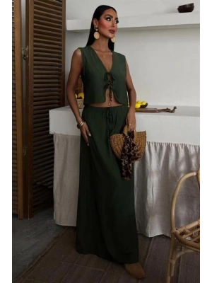 Yelek Önden Bağlamalı Uzun Etekli Takım 10192