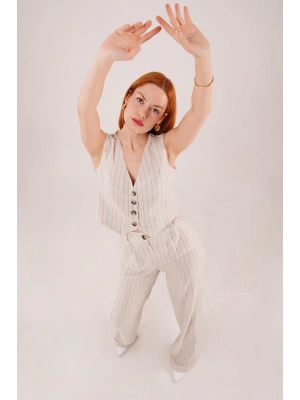 Yelek Ve Pantolon avi Şeritli İkili Takım