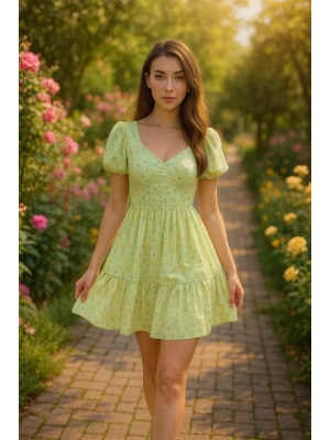 Yeşil ırt Dekolteli Elbise