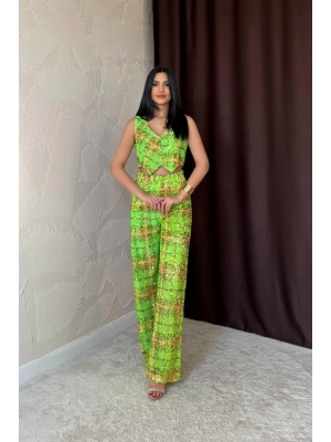 Yeşil Pullu Yelek Ve Pantolon Takım