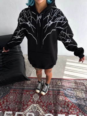 Yıldırım Baskılı Kapşonlu weathirt  iyah