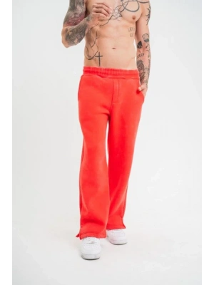 Yırtmaç Detaylı Boru Paça Baggy Eşofman Pantolon  Kırmızı