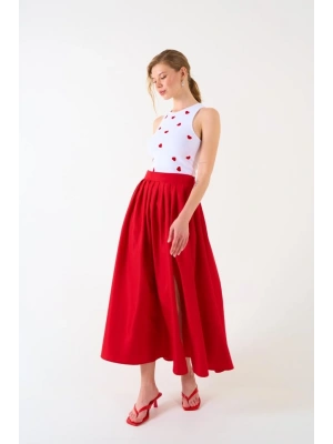 Yırtmaçlı Etek  Kırmızı