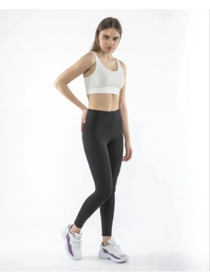 Yüksek Bel Geniş Kemer Dalgıç Tayt  iyah