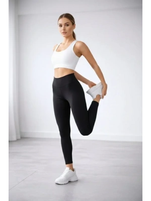 Yüksek Bel Toparlayıcı ikralı Düz porcu Tayt  iyah