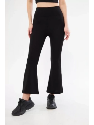 Yüksel Bel Fitilli İspanyol Paça Tayt  iyah