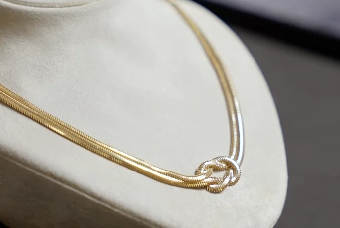 14 Ayar Aşk Düğüm Balık Sırtı Kolye (45 cm)