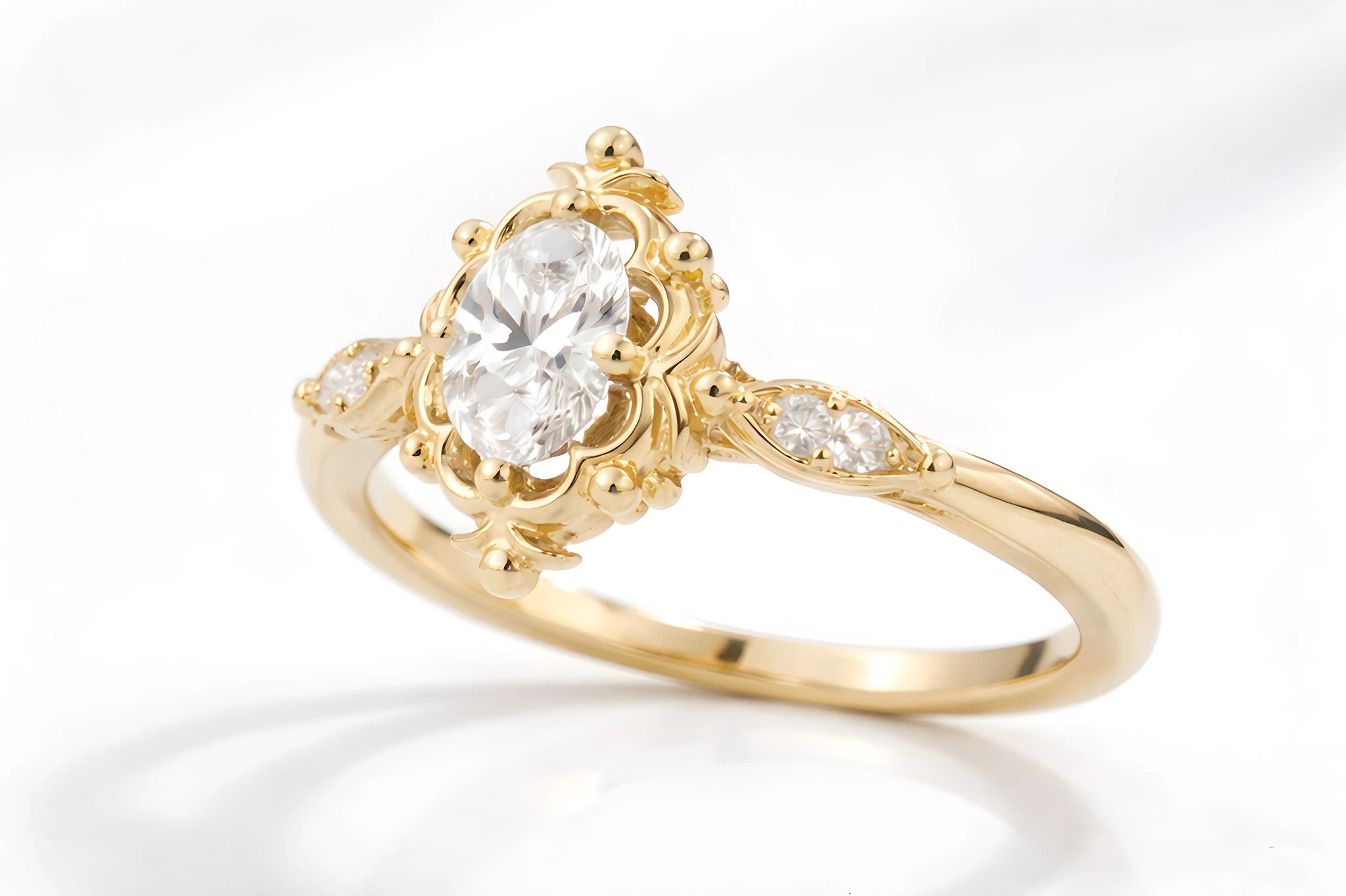 14 Ayar Kraliyet Serisi Oval Taşlı Yüzük