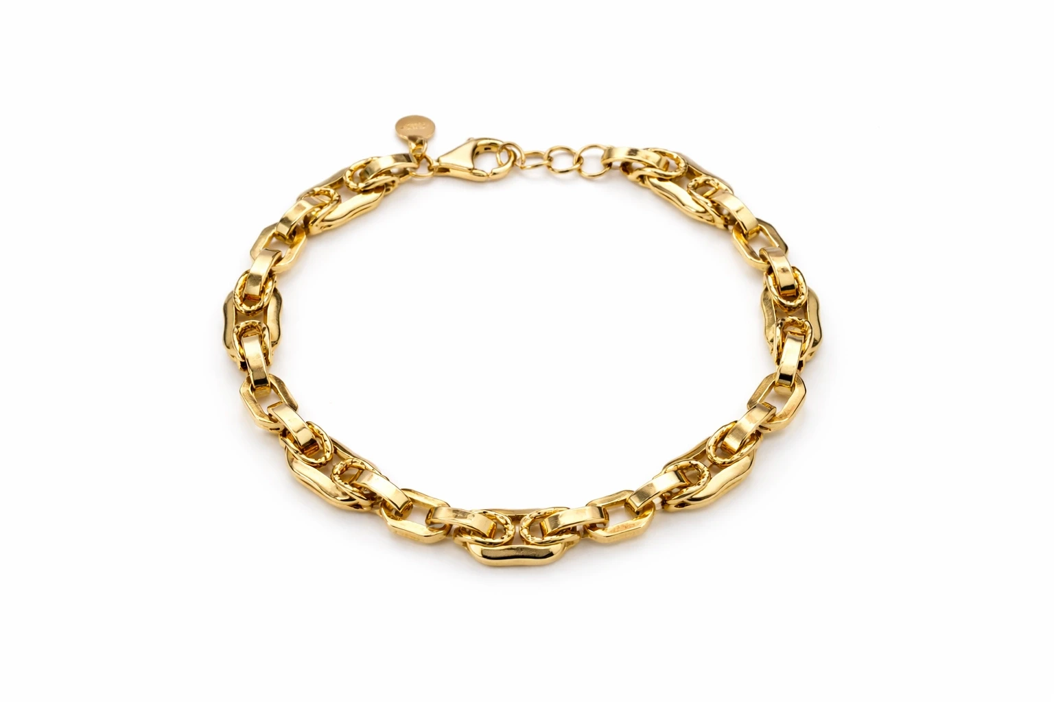 14 Ayar Modern Oval Halkalı Zincir Bileklik