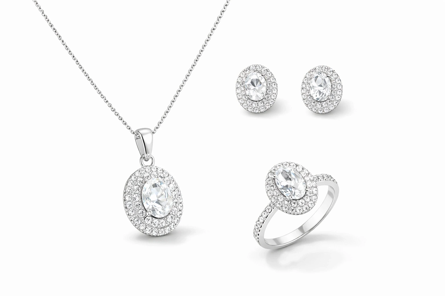 14 Ayar Beyaz Altın Set