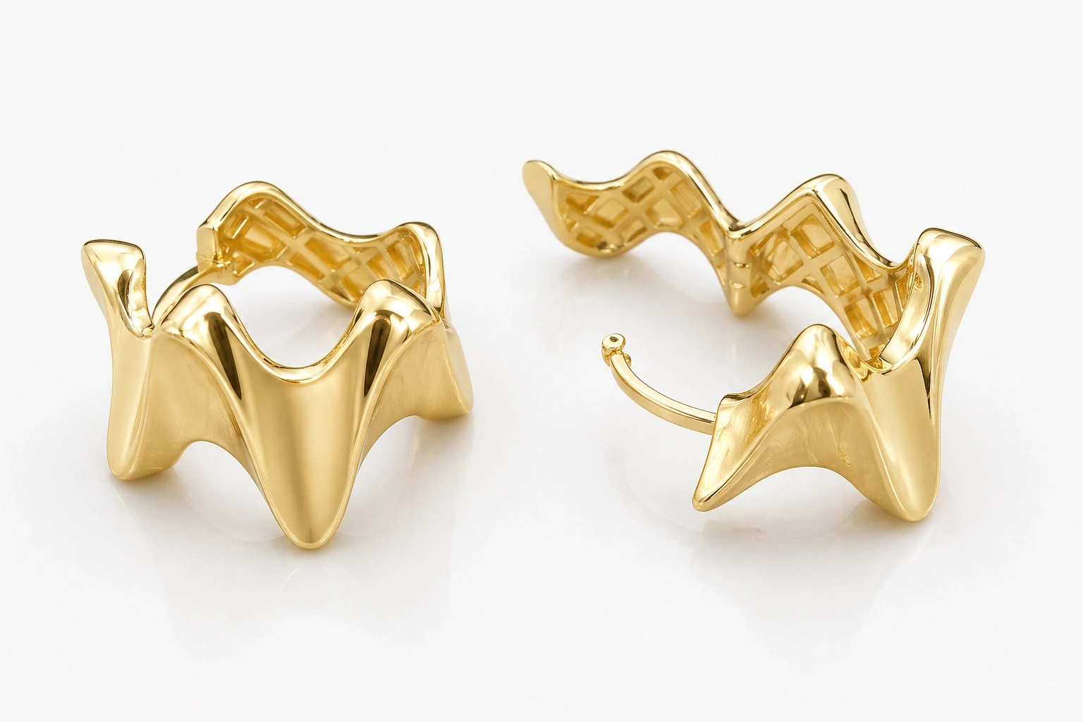 14 Ayar Altın Organik Form Küpe