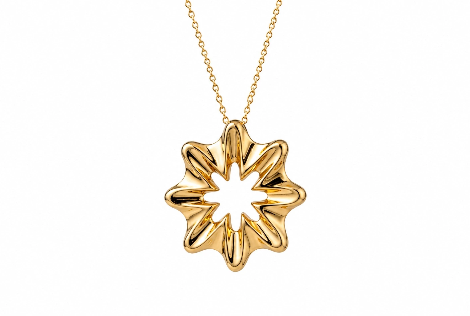 14 Ayar Altın Akış Form Çiçek Kolye
