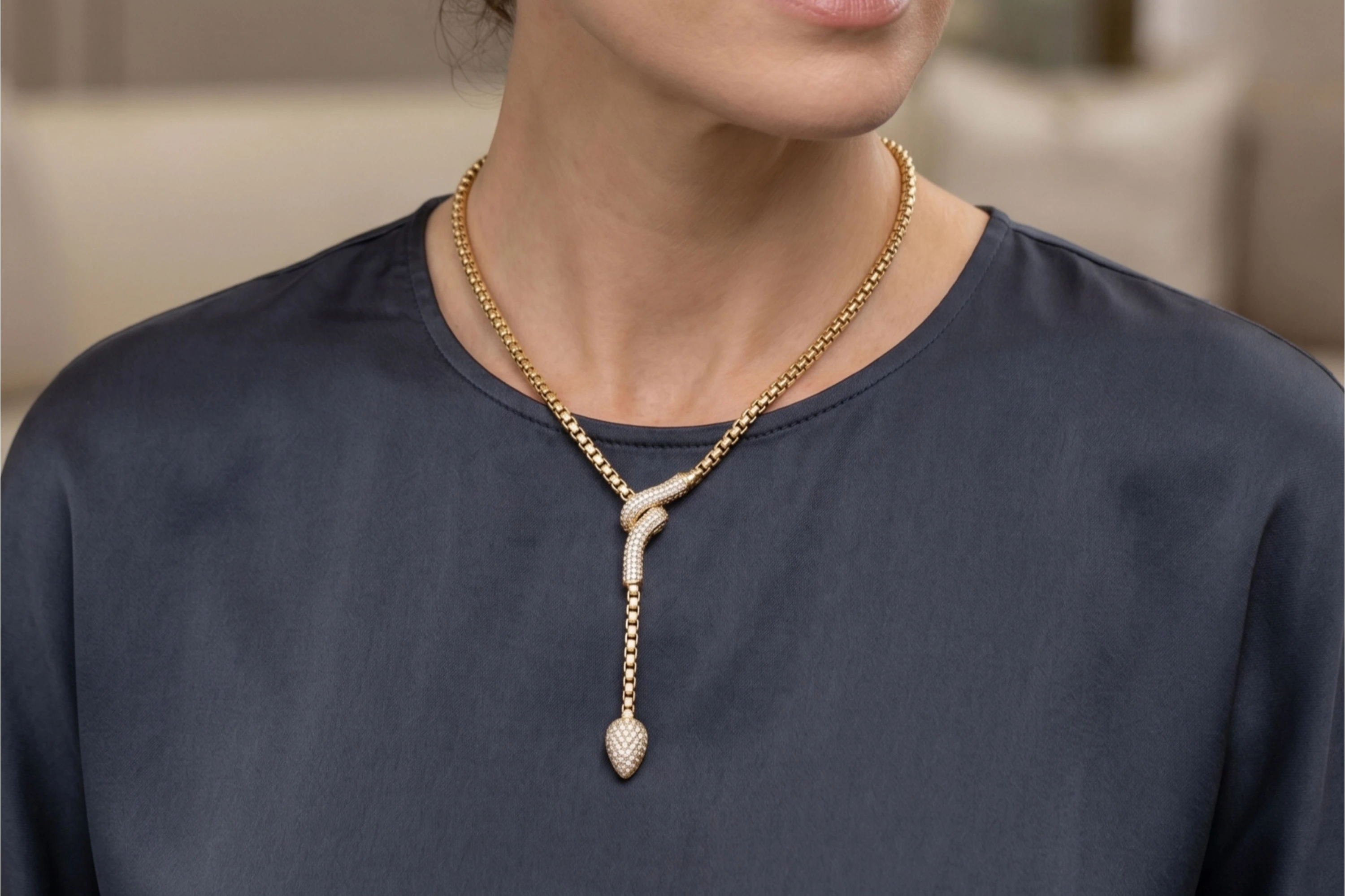 14 Ayar Altın Luxury Knot Y Kolye