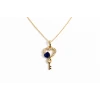 14 Ayar Altın Royal Blue Heart Key Kolye