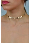 Kadın Pullu Zincir Choker (tasma) Model Kolye Kararmaz Altın Kaplama