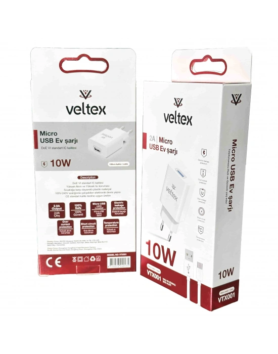 10W 2A (Micro) Şarj Aleti Veltex VTX-001