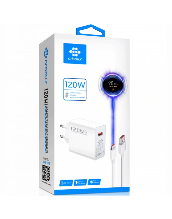 120W Type-C Süper Hızlı Şarj Aleti – Turbo Fast Charger Arbaks ARB-016