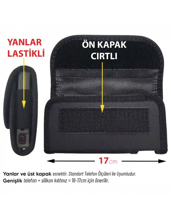 17cm Cırtlı Yanları Lastikli Toptan Bel Kemer Telefon Kılıfı – Universal Model MSK03
