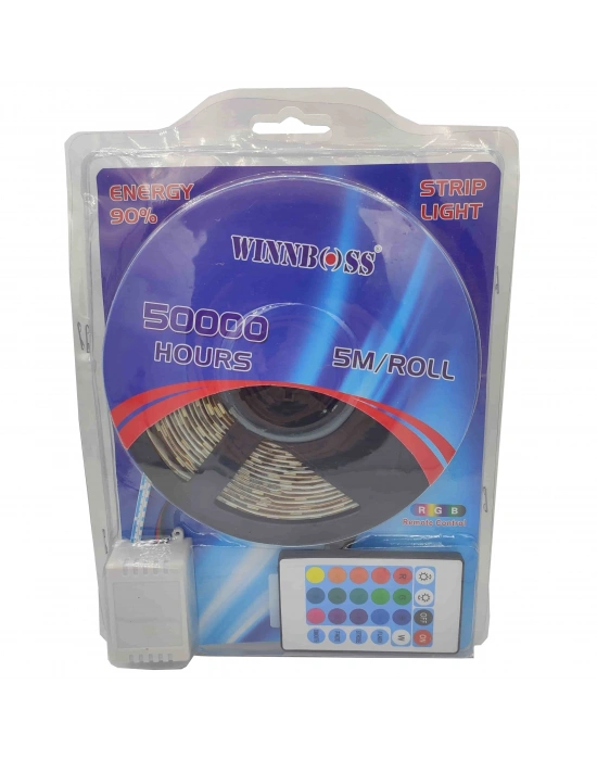 3 Çipli RGB Şerit Led 50000 Saat 5 Metre Kumandalı Winnboss WN-1144