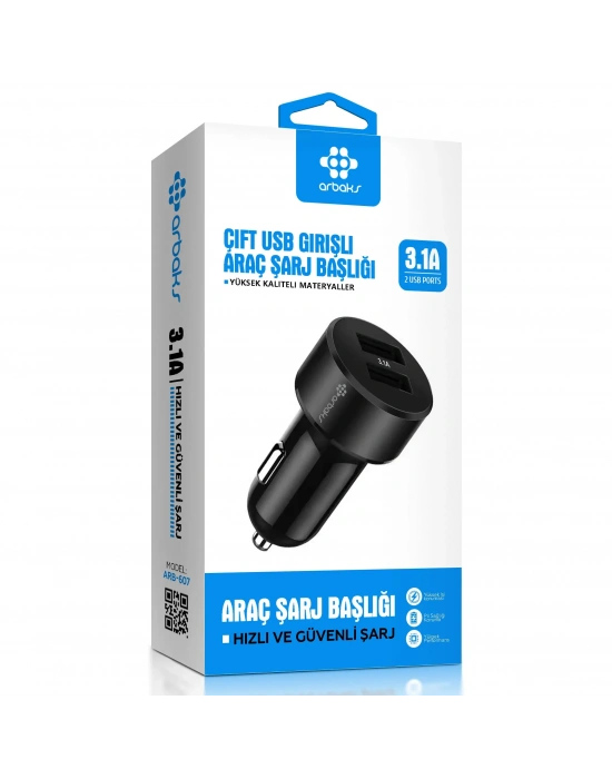 3.1A Çift Usb Girişli Araç Şarj Başlığı Arbaks ARB-607