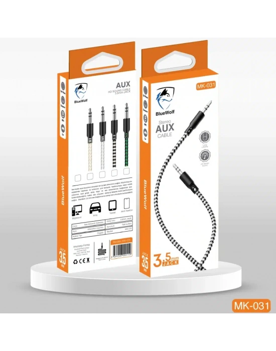3.5mm Jack Hasır Aux Kablo BlueWolf MK-031
