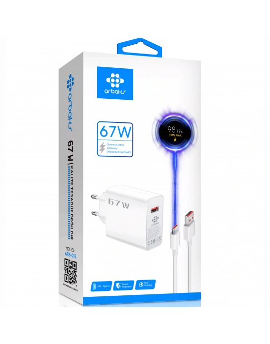 67W Type-C Turbo Hızlı Şarj Aleti – Xiaomi Uyumlu Süper Hızlı Adaptör Arbaks ARB-016