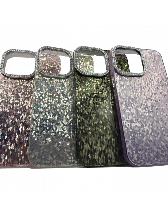 iphone 14 Pro Max – Taşlı Simli Silikon Kılıf Kapak VTX-6157