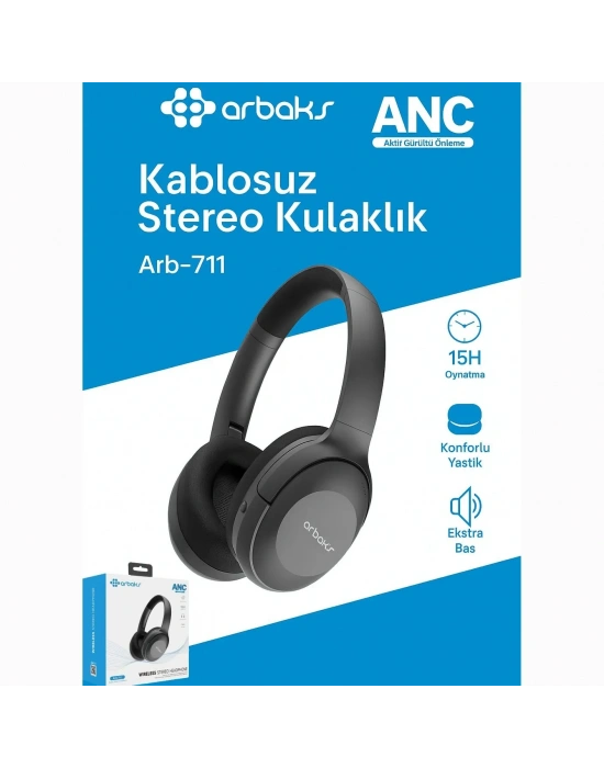 ANC Aktif Gürültü Önleme, 15 Saat Oynatma Kulaklık Arbaks Arb-711