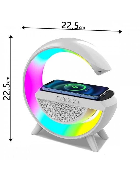 BT-2301 Wireless Kablosuz Şarj Destekli Radyolu Rainbow Aydınlatmalı Bluetooth Hoparlör Fm Radyo
