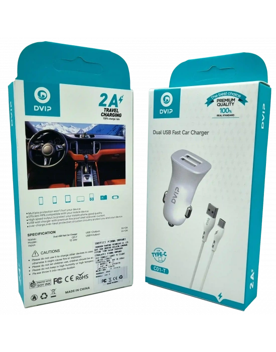 Çift Usb Girişli (Micro) Kablolu Araç Şarj Aleti Dvip C01-M