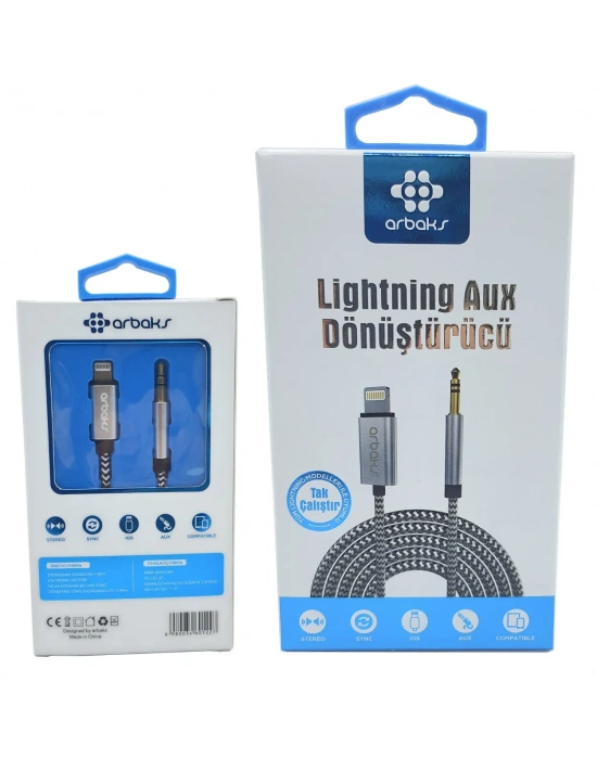 İphone Aux kablosu 1 Metre Aux Çevirici Arbaks ARB-513