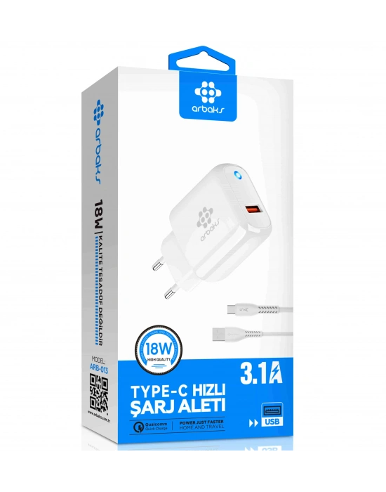 Led 18W 3.1A TYPE-C  Hızlı Şarj Aleti Arbaks Arb-013