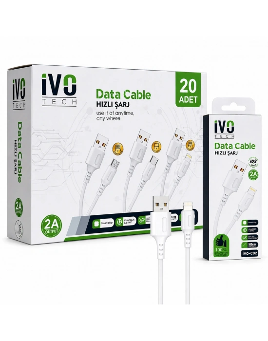 Lightning Hızlı Şarj Data Kablosu (20’li Paket) TECH iVO-C02