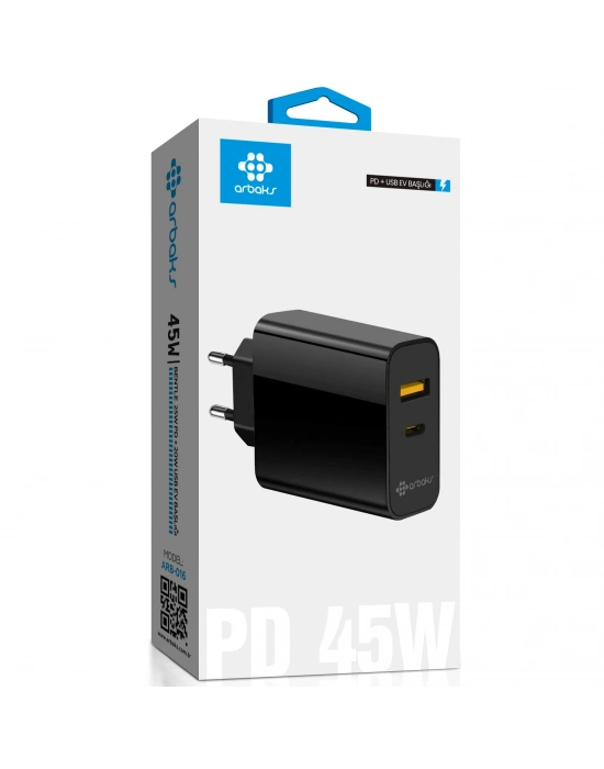 PD 45W PD + USB BENTLE Hızlı Şarj Cihazı Başlığı Arbaks ARB-016