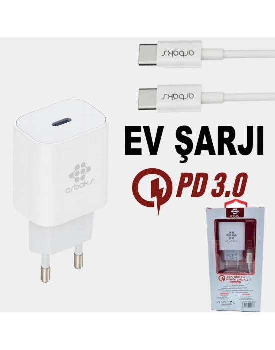 PD QC3 / 18W TYPE-C To TYPE-C Şarj Aleti Arbaks ARB-017