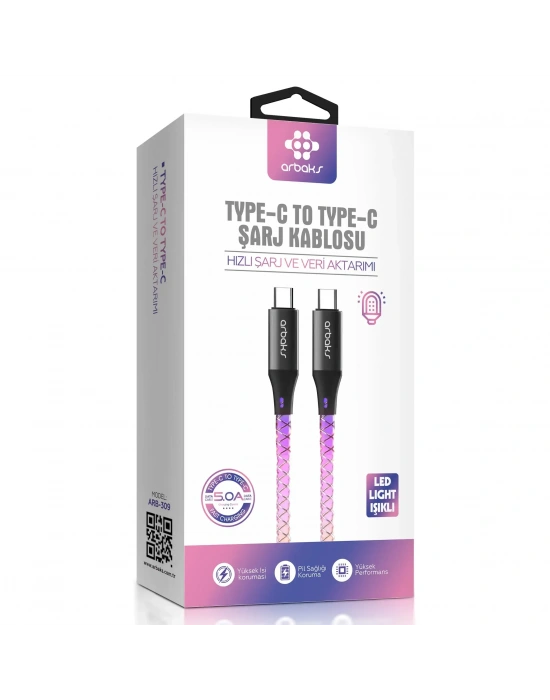 PD TYPE-C 5A RGB Işıklı Şarj Kablosu Arbaks Arb-309