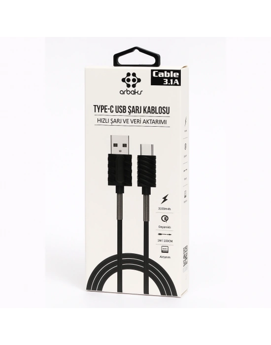 Yaylı TYPE-C 3.1A Usb Şarj Kablosu Arbaks ARB-037
