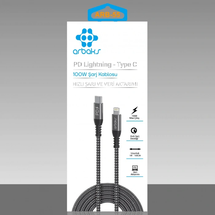 100W PD Lightning iphone Şarj Kablosu Arbaks ARB-55