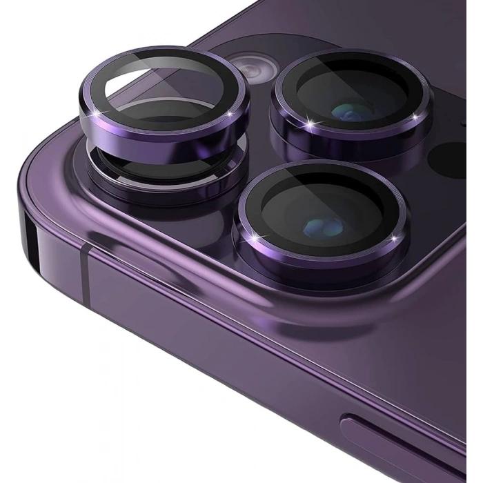 16 Pro / 15 Pro / 14 Pro / 16 Pro Max / 15 Pro Max / 14 Pro Max – Kamera Lens Koruyucu (Mor)