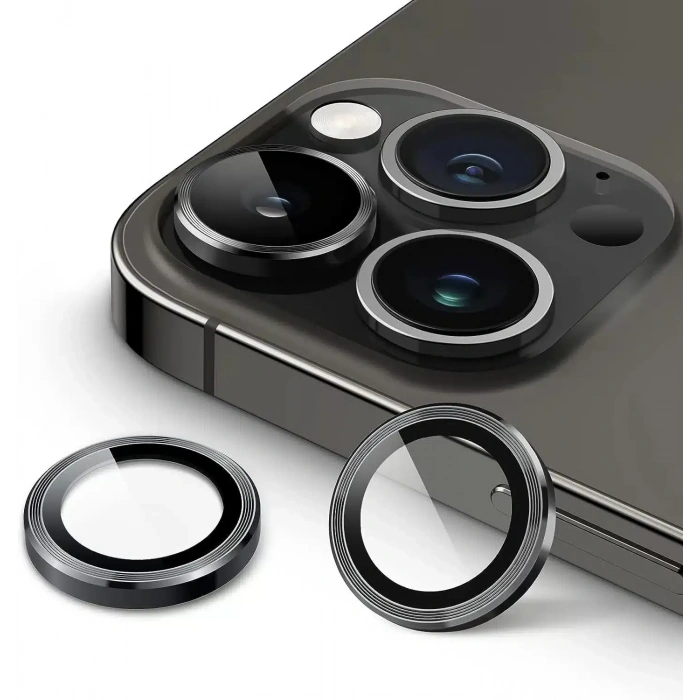 16 Pro / 15 Pro / 14 Pro / 16 Pro Max / 15 Pro Max / 14 Pro Max – Kamera Lens Koruyucu (Siyah)