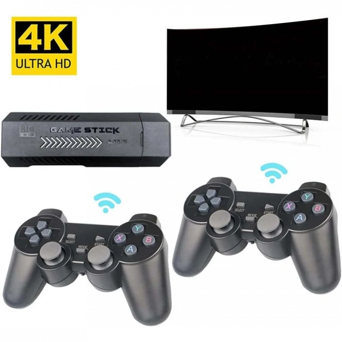 2.4g Kablosuz Denetleyici Hd 4K Hd Video 2 Kollu Oyun Konsolu Oyun Seti