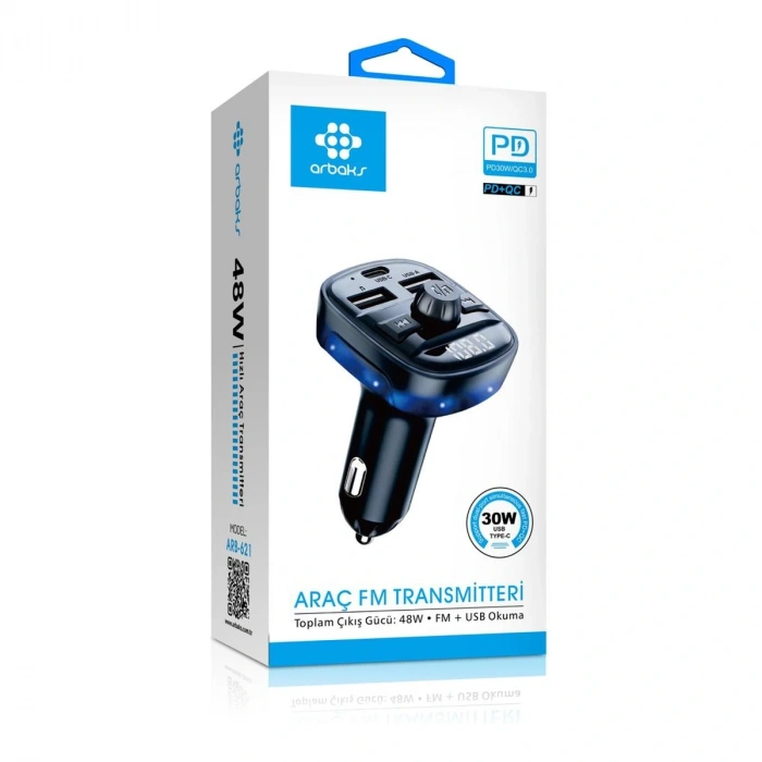 Arbaks ARB-621 48W PD30W QC3.0 Bluetooth Araç FM Transmitter