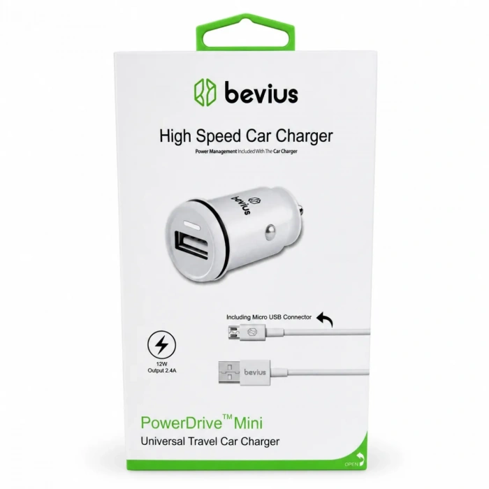 Micro USB 12W Kablolu Araç Şarj Cihazı Bevius BVS-AU501