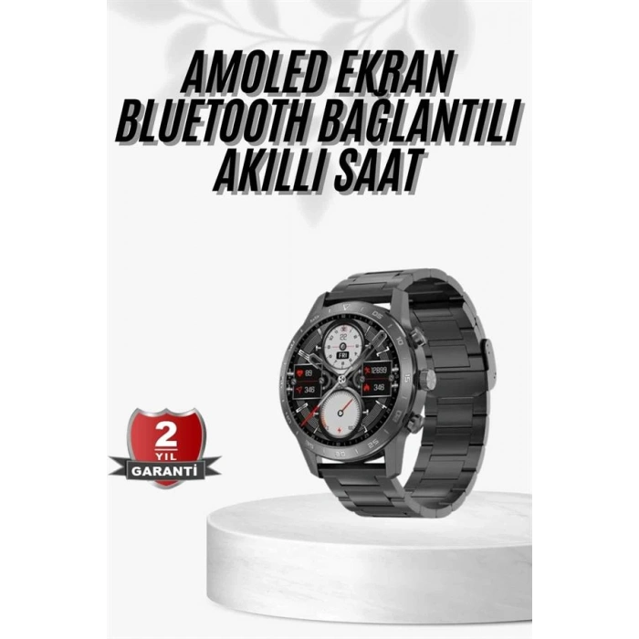 Erkeklere Özel Akıllı Saat Çelik Kordon Bluetooth Bağlantılı İOS ve Android Uyumlu - Lisinya