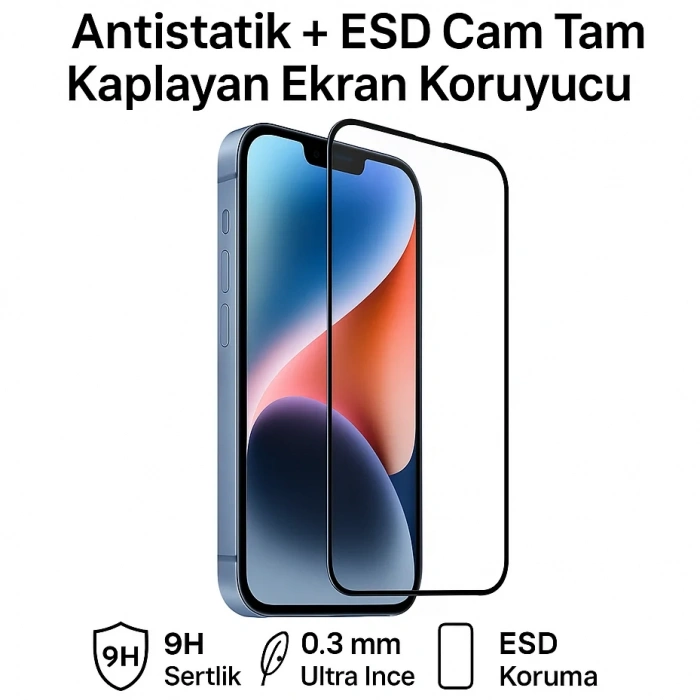 IP 16 Pro – İphone Antistatik Cam Tam Kaplayan Ekran Koruyucu