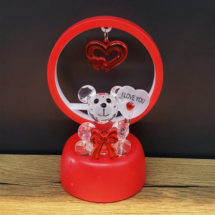 Işıklı Kırmızı I Love You Ayıcık