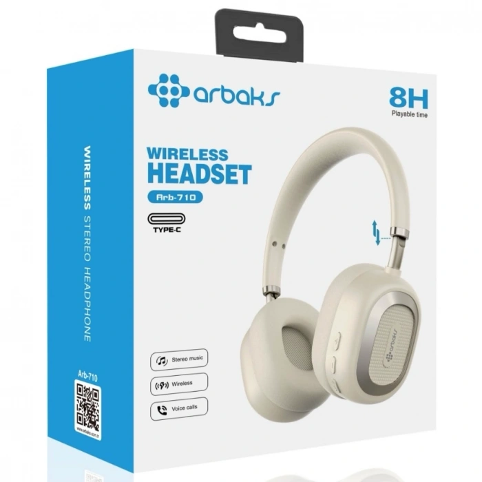 Kablosuz Stereo Kulaklık • Type-C Şarj • 8 Saat Oynatma • Kablosuz Arama • Arbaks Arb-710