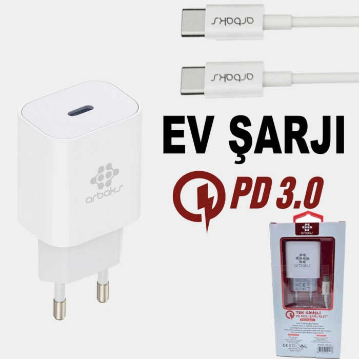 PD QC3 / 18W TYPE-C To TYPE-C Şarj Aleti Arbaks ARB-017