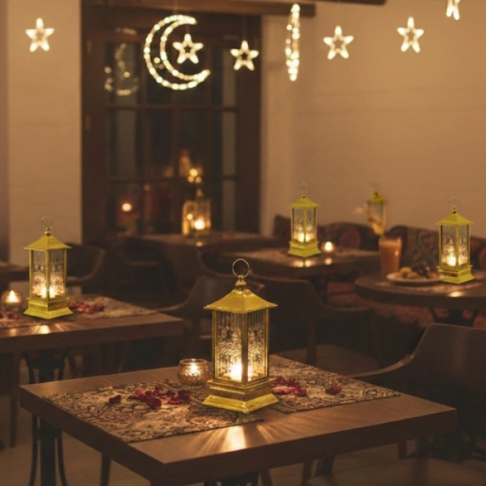 Ramazan Temalı Gold Kare Kubbe LED Lamba